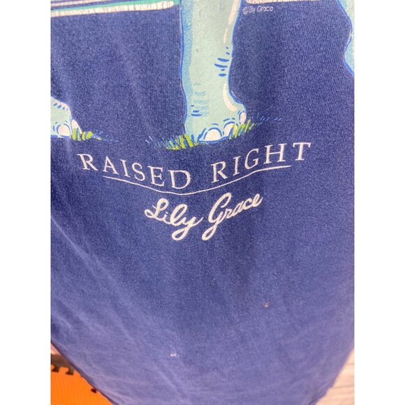 Lily Grace Elephant‎ Raised Right Navy Blue Long Sleeve Size Large - Picture 8 of 8